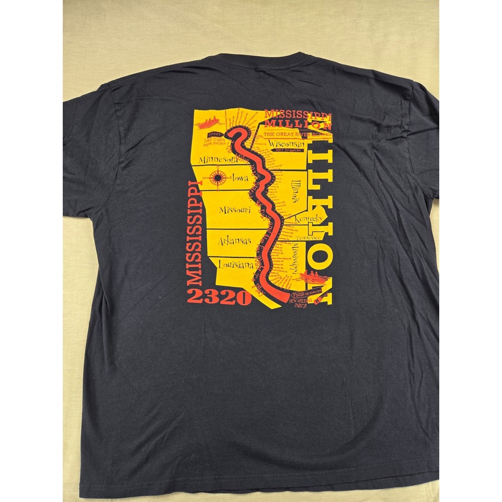 Right to Play Mississippi Million Great River Rowed Navy Graphic T-Shirt XXL - Picture 7 of 9